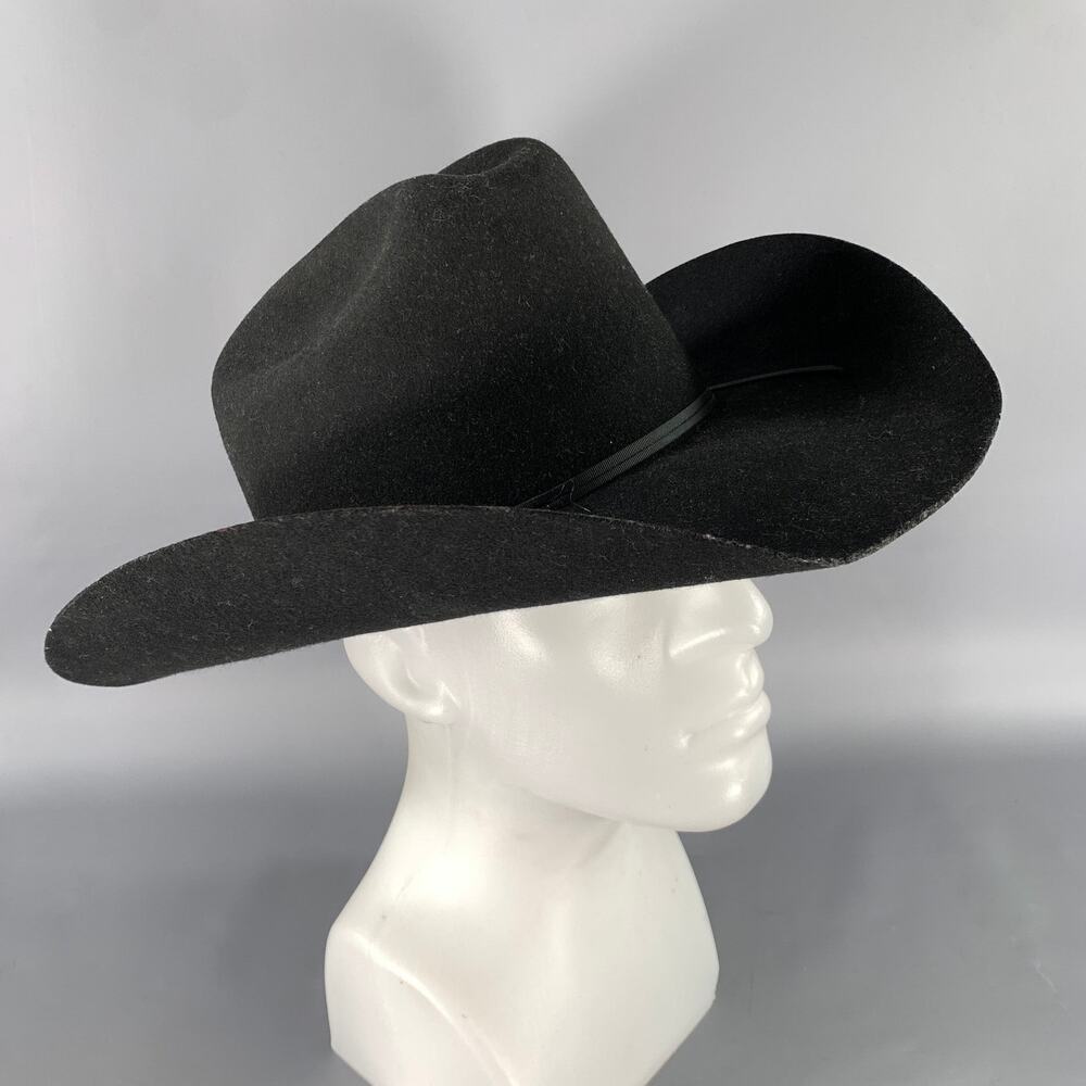 SERRATELLI Size 7.5 Black Cowboy Feather Hats